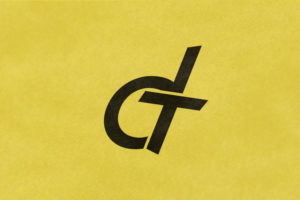 Close up of the Display Trends abbreviated logo design showing only the initials