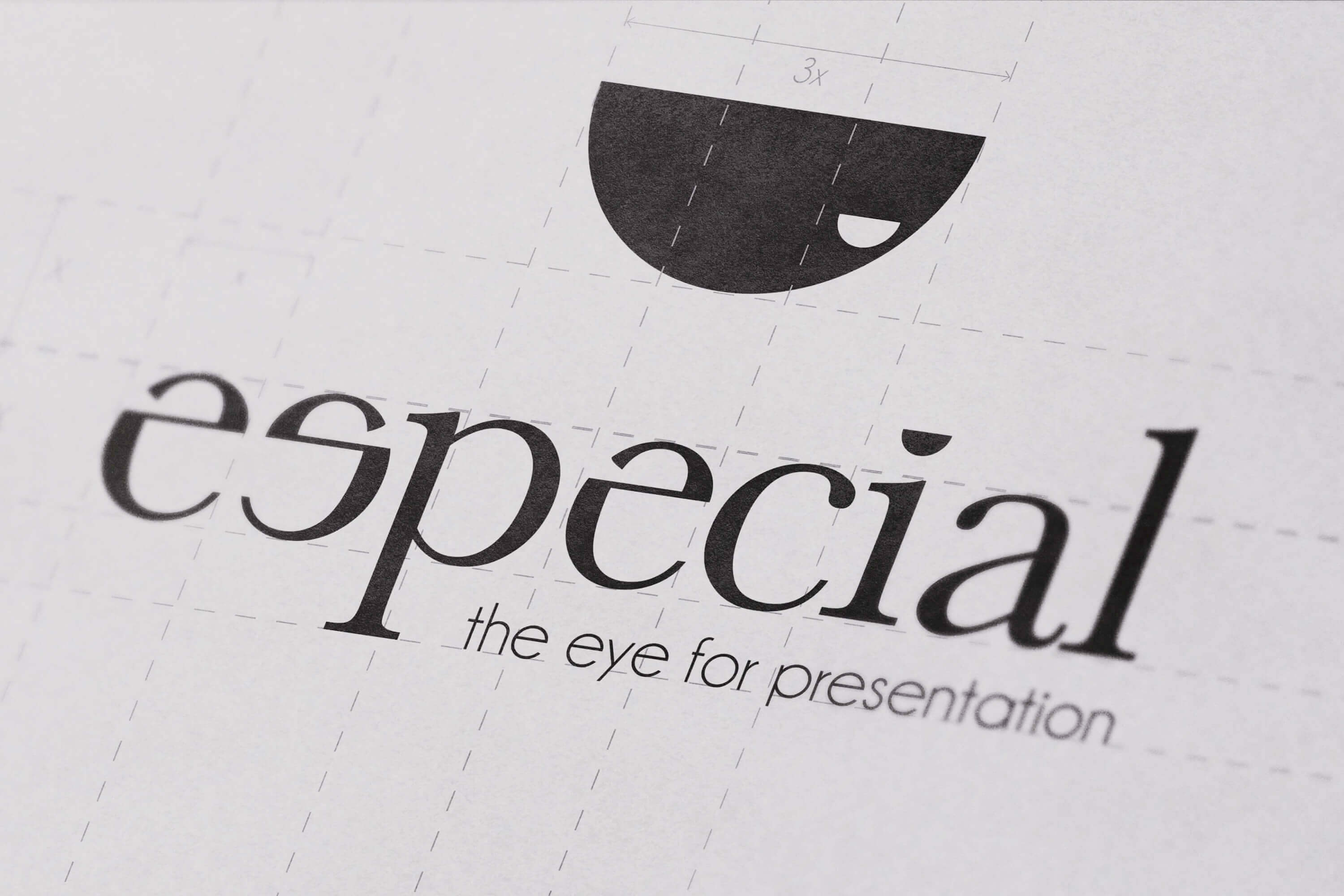 A close up of the Especial logo design development