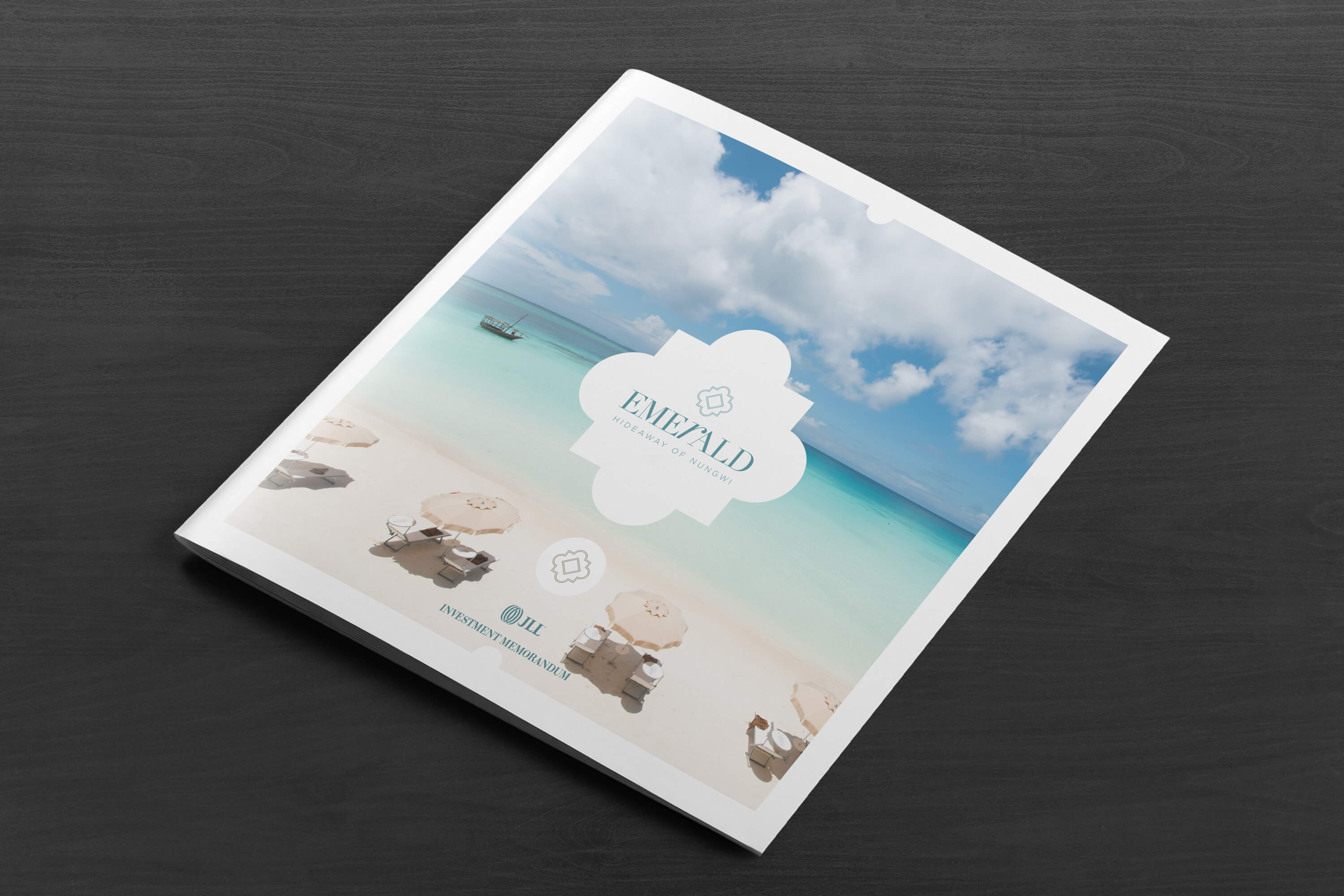 Front cover design for the JLL Emerald Resorts corporate brochure