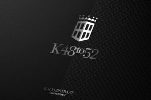 Close up of K48to52 logo in black and white