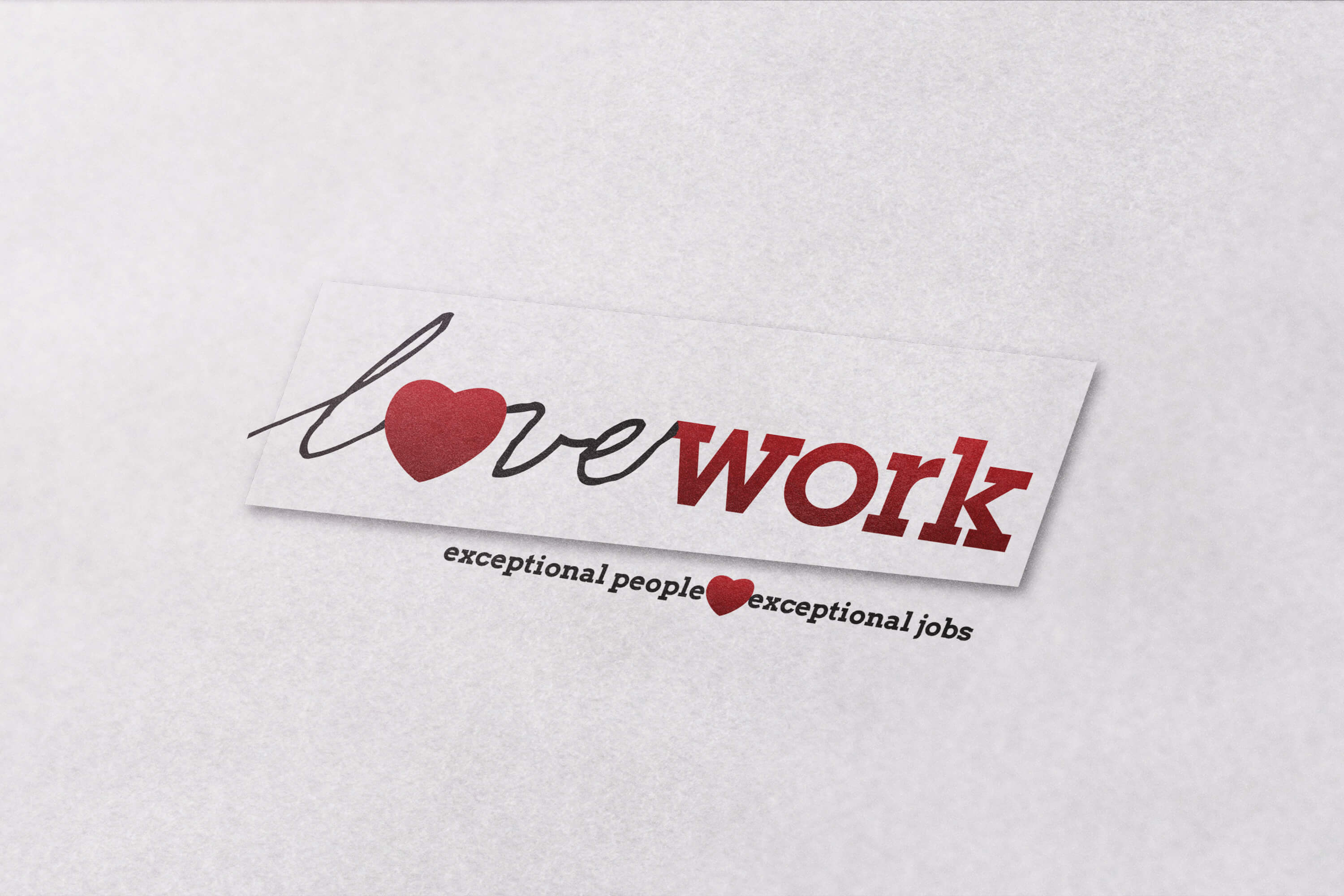 Close up of the Lovework brand identity printed on paper