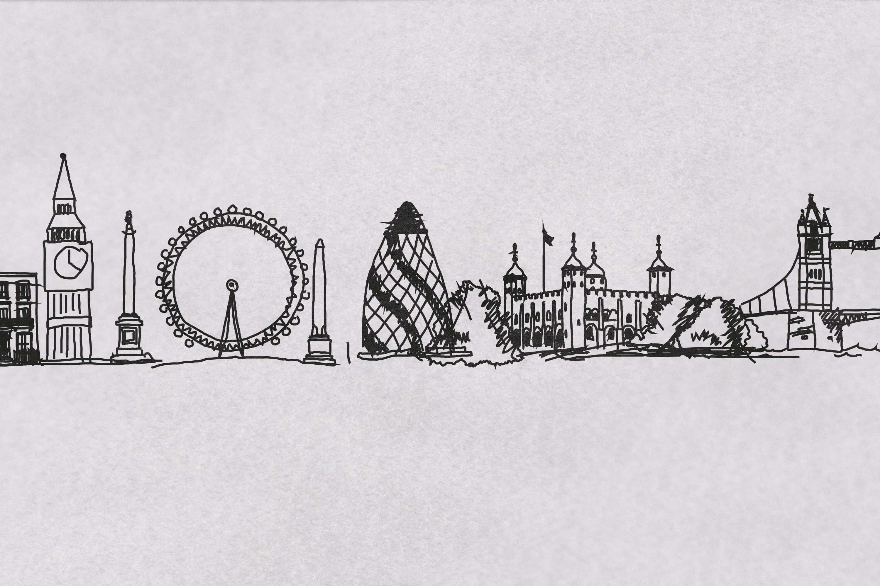 Detail of Lovework illustrated London skyline