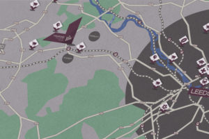A close up of the bespoke map within the Dawsons Square digital brochure