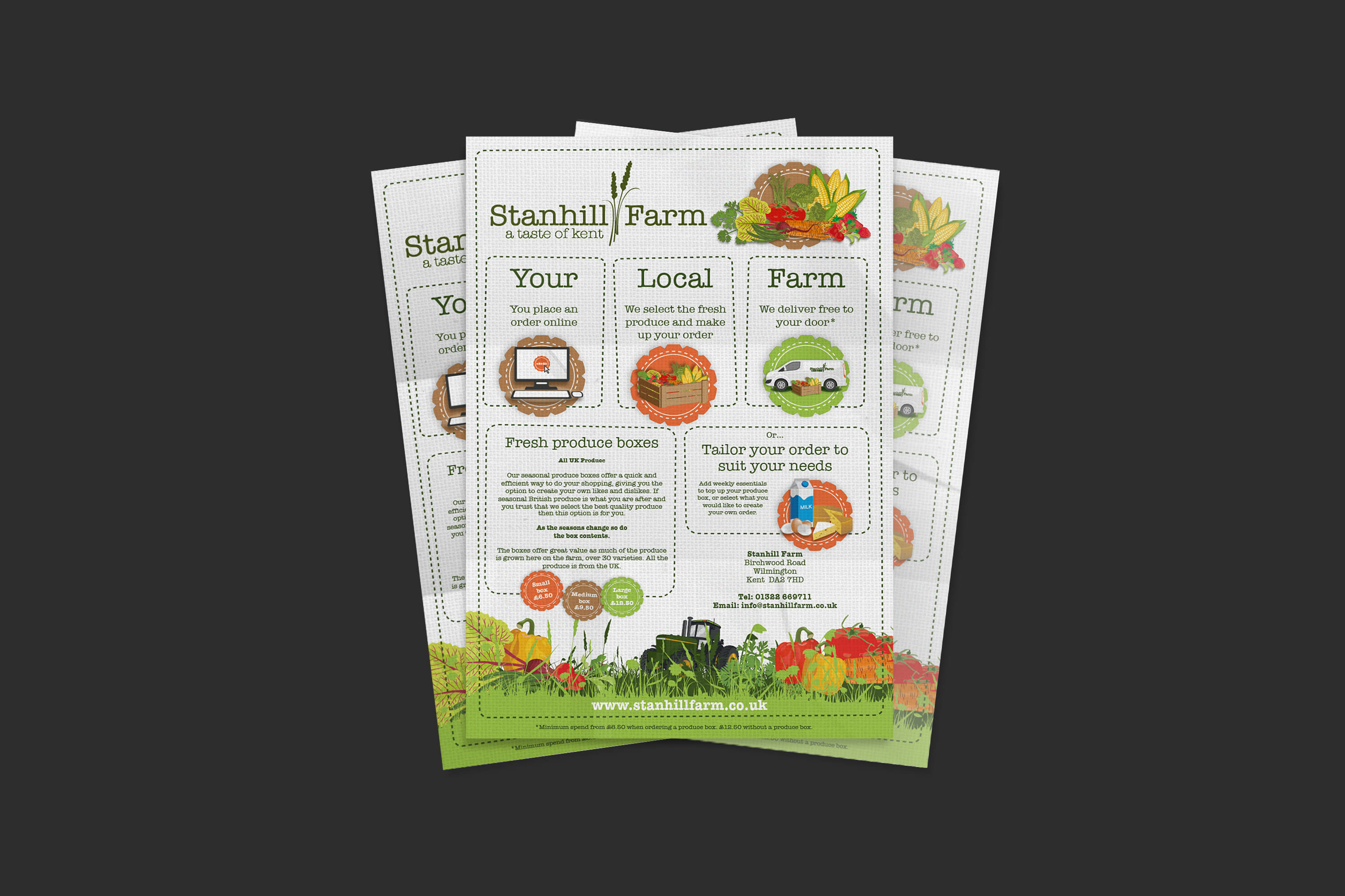 A group of Stanhill Farm advertising flyers